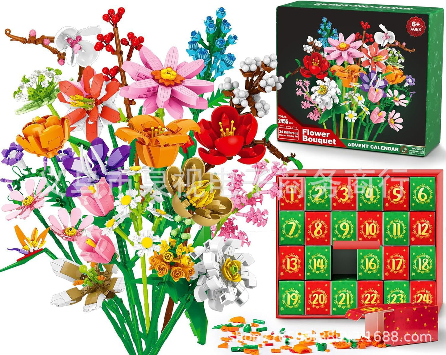 Christmas Flower Bouquet Building Blocks DIY Set