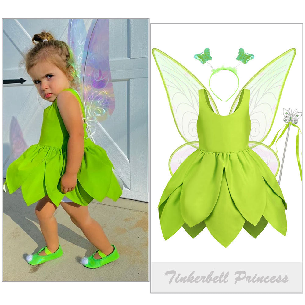Christmas Green Elf Elf Elsa Wonderful Fairy Tinker bell Princess Dress