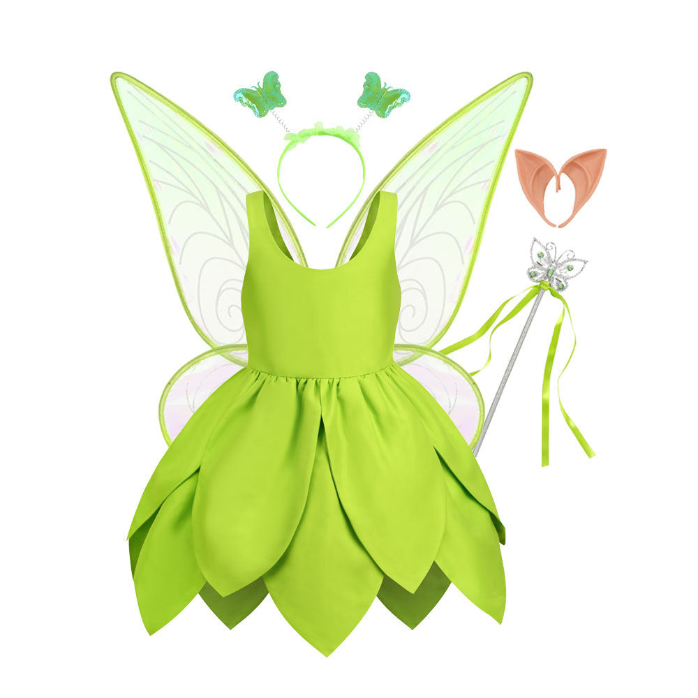 Christmas Green Elf Elf Elsa Wonderful Fairy Tinker bell Princess Dress