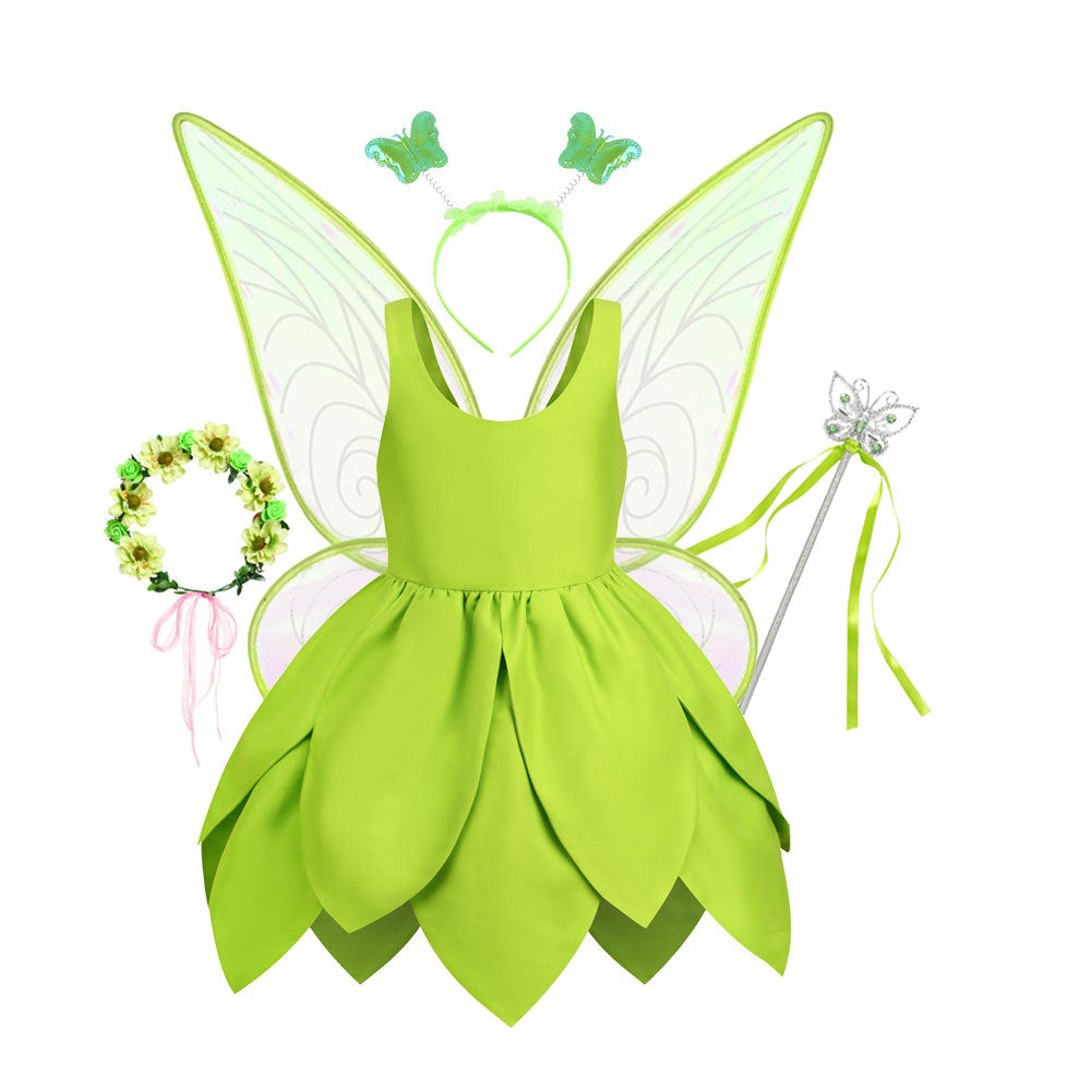 Christmas Green Elf Elf Elsa Wonderful Fairy Tinker bell Princess Dress