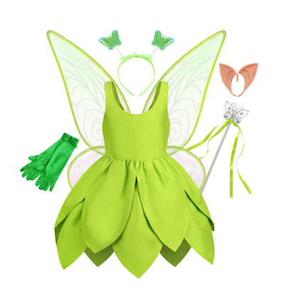 Christmas Green Elf Elf Elsa Wonderful Fairy Tinker bell Princess Dress