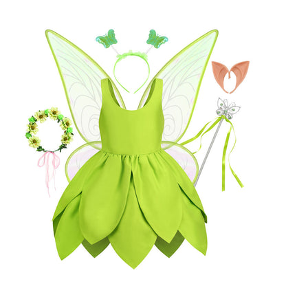 Christmas Green Elf Elf Elsa Wonderful Fairy Tinker bell Princess Dress