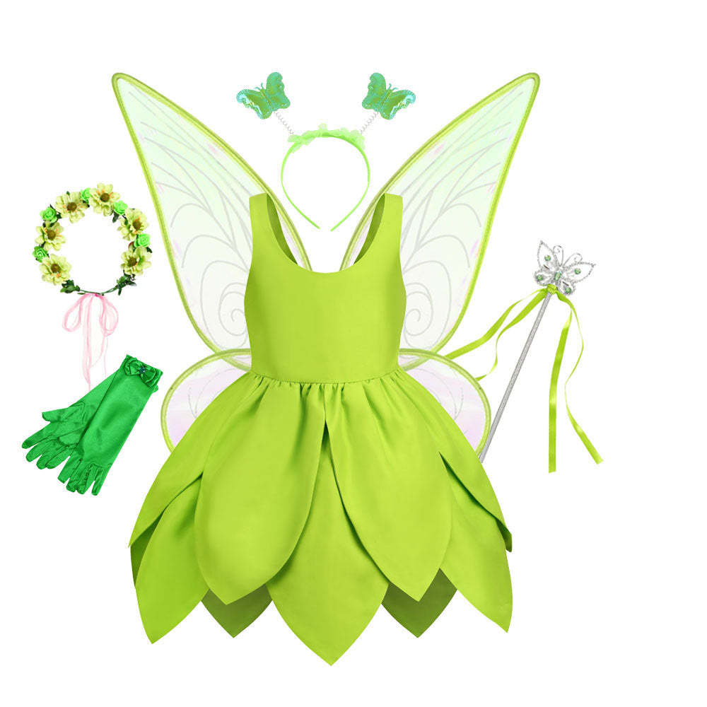 Christmas Green Elf Elf Elsa Wonderful Fairy Tinker bell Princess Dress