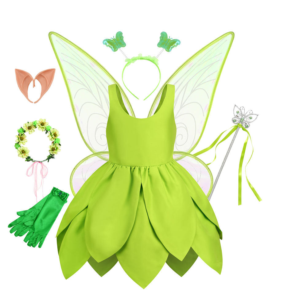 Christmas Green Elf Elf Elsa Wonderful Fairy Tinker bell Princess Dress