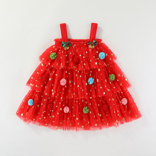 Christmas lace netted dress