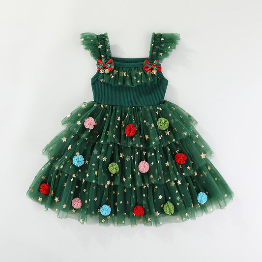 Christmas lace netted dress