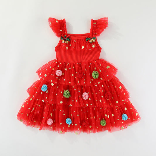 Christmas lace netted dress