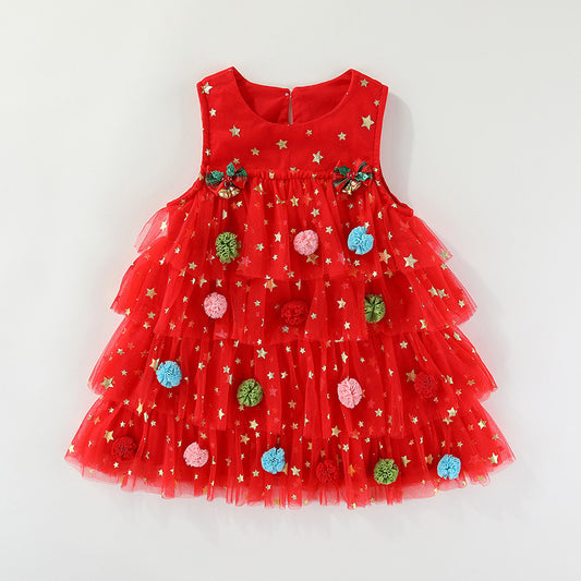 Christmas lace netted dress