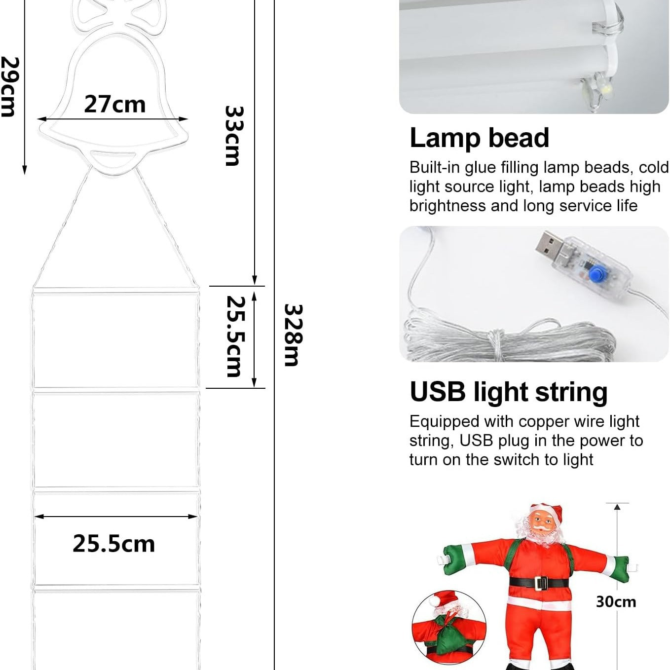 Christmas LED Ladder Light String