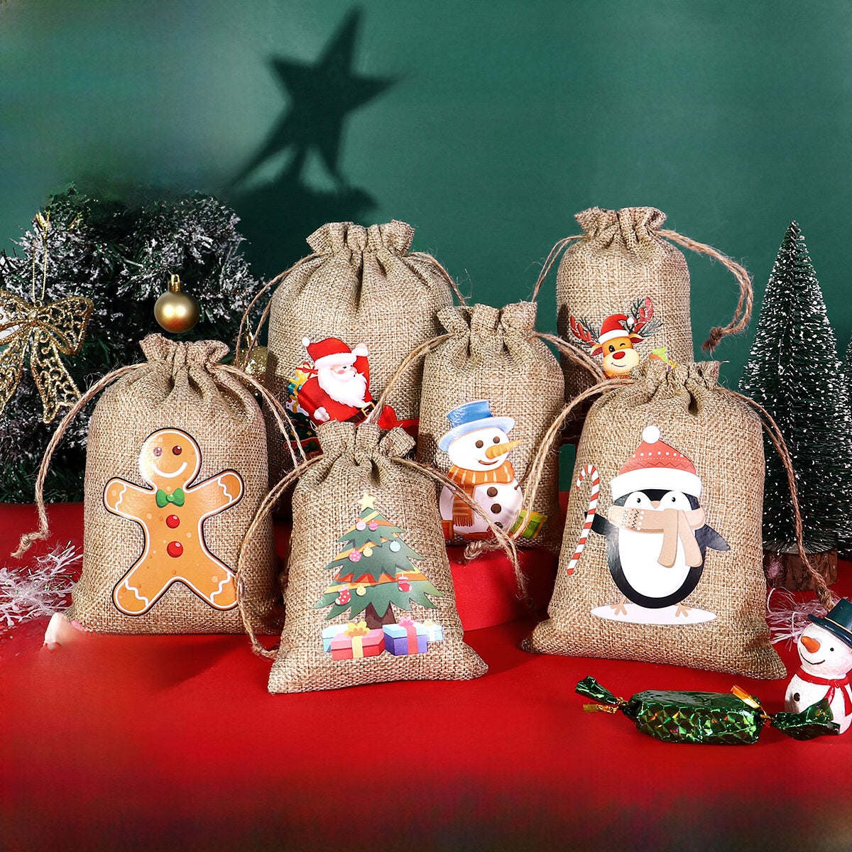 Christmas linen bag