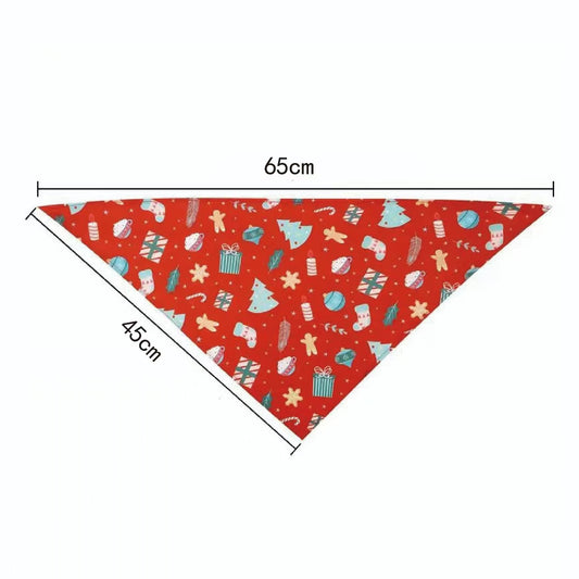 Christmas Pet Triangle Scarf with Cartoon Print for Cats and Dogs