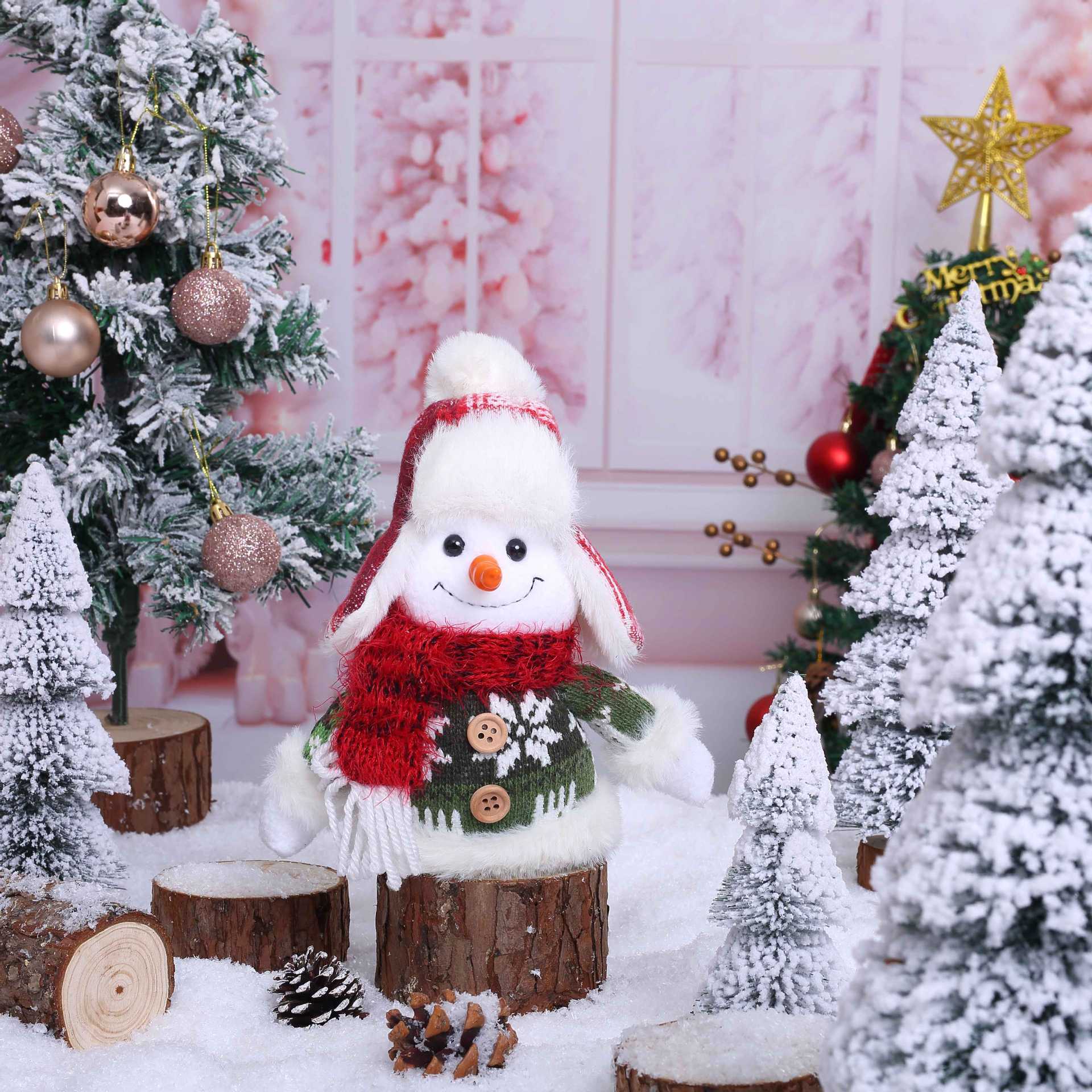 Christmas snowman sitting figure doll