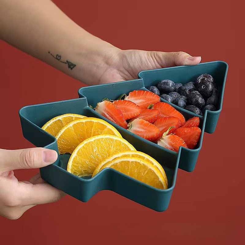 Christmas tree fruit plate