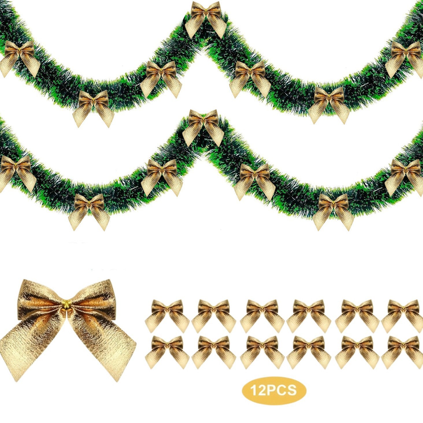 Christmas Tree Garland Ribbon with Bows
