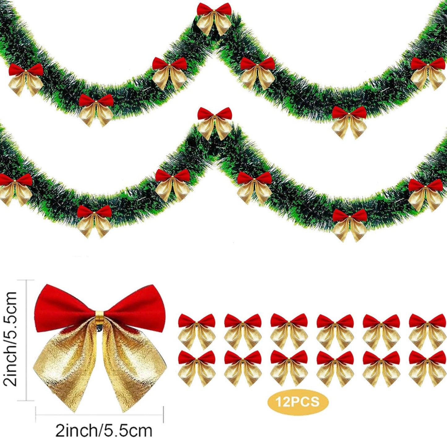Christmas Tree Garland Ribbon with Bows