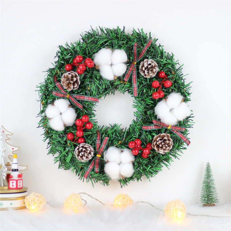 Christmas Wreath Cotton Decor with Optional Lights