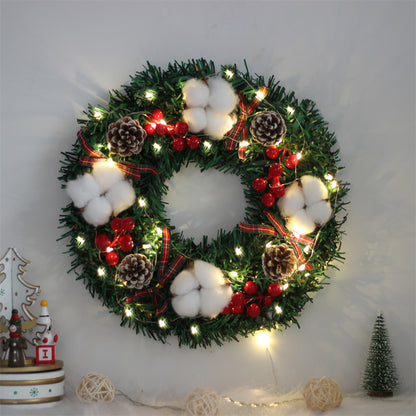 Christmas Wreath Cotton Decor with Optional Lights