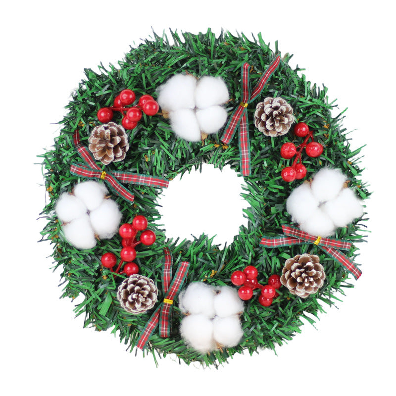 Christmas Wreath Cotton Decor with Optional Lights
