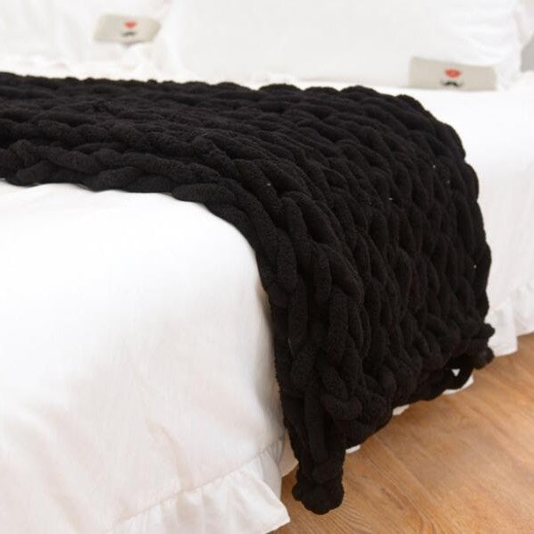 Chunky Chenille Knit Blanket, Yarn Blanket, Sofa Blanket