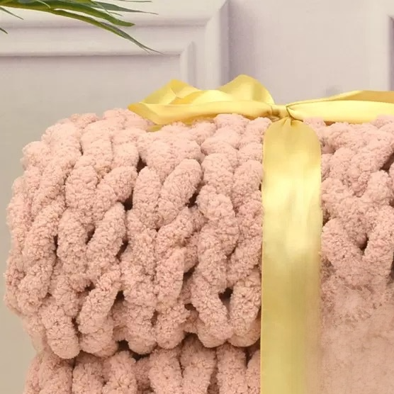 Chunky Chenille Knit Blanket, Yarn Blanket, Sofa Blanket