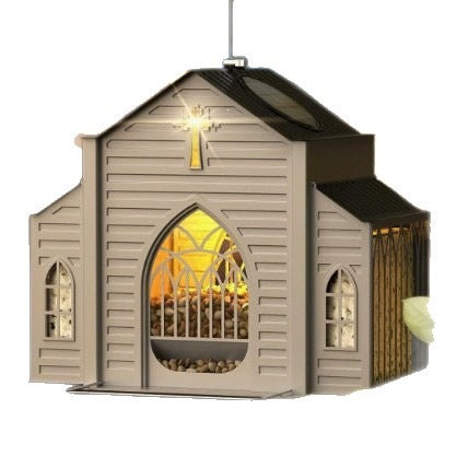 Church Style Solar Metal Bird Feeder