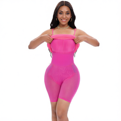 Cinching one-piece dress