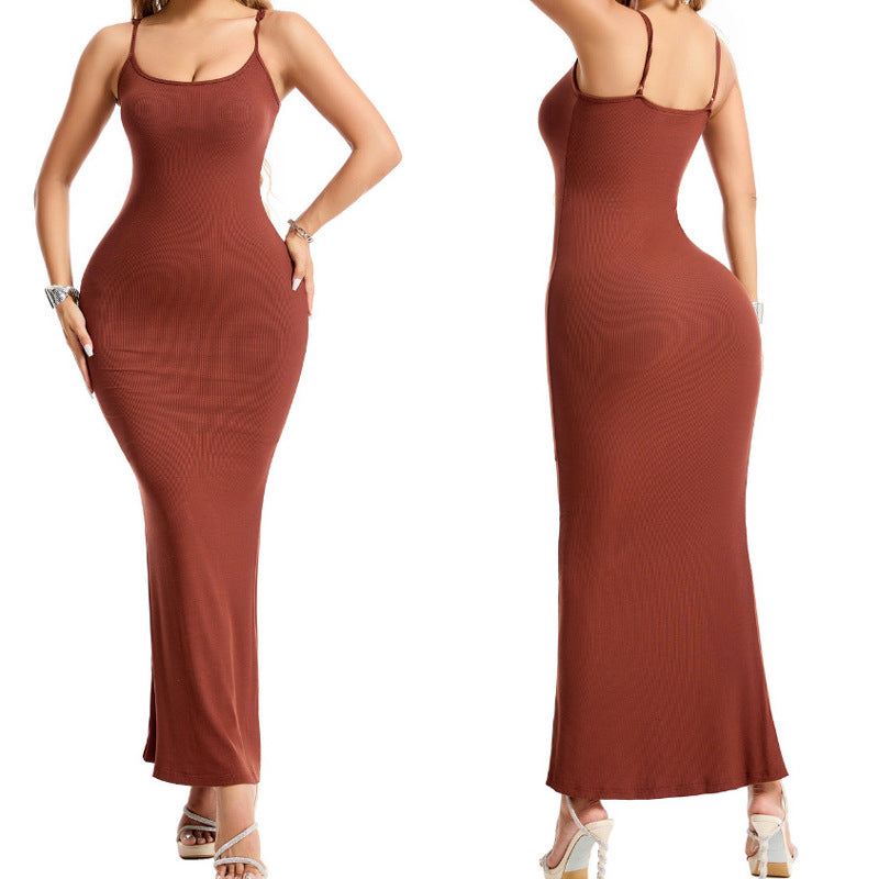Cinching one-piece dress