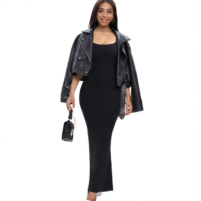 Cinching one-piece dress
