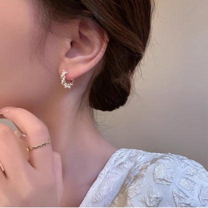 Circle Pearl Hoop Earrings for Women
