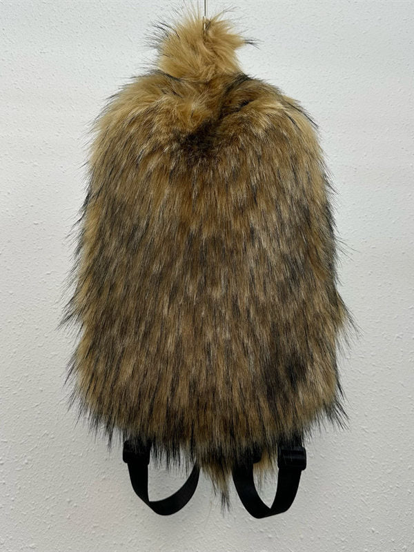 Ciseonik Hot-Selling School Bag, Fur Backpack, Women's Furry Bag, New Versatile Travel Plush Backpack