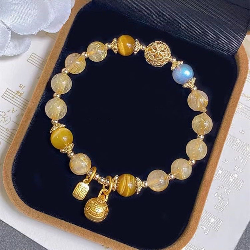 Citrine Tiger Eye Gold Bully Fashion Ring