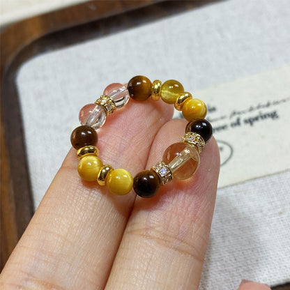 Citrine Tiger Eye Stone Lucky Ring