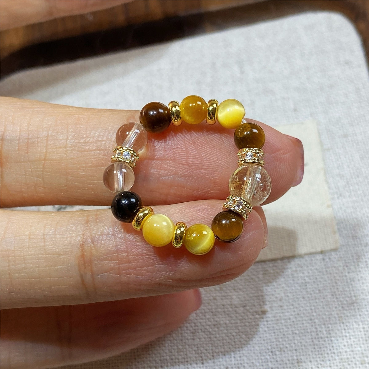 Citrine Tiger Eye Stone Lucky Ring