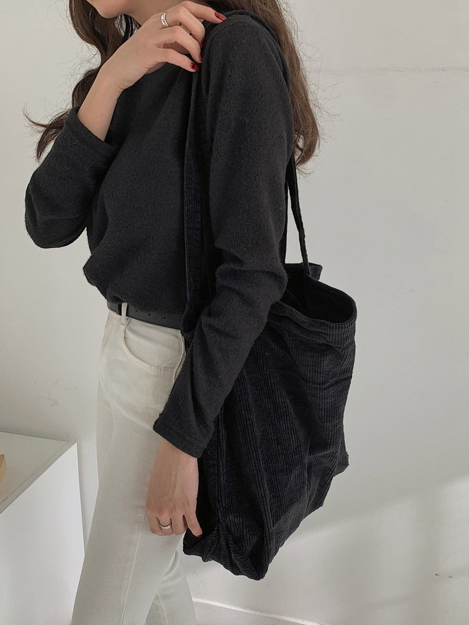Classic Corduroy Tote Bag Large Capacity Shoulder Bag