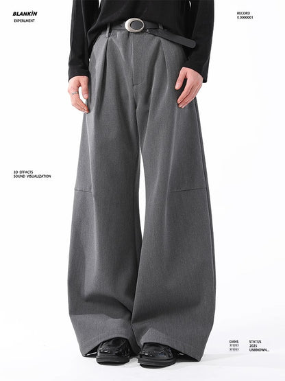 Classic Draped Wide-Leg Suit Trousers