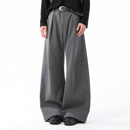 Classic Draped Wide-Leg Suit Trousers