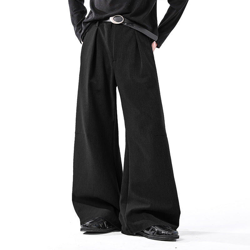 Classic Draped Wide-Leg Suit Trousers