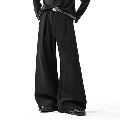 Classic Draped Wide-Leg Suit Trousers