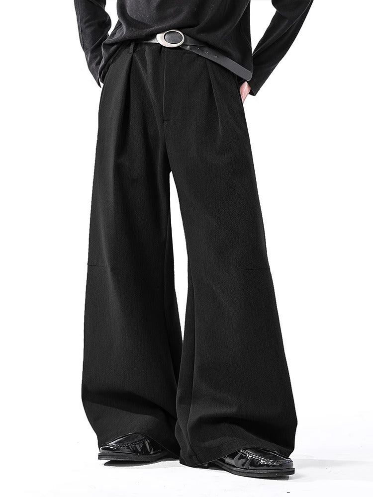 Classic Draped Wide-Leg Suit Trousers