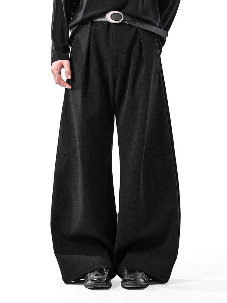 Classic Draped Wide-Leg Suit Trousers
