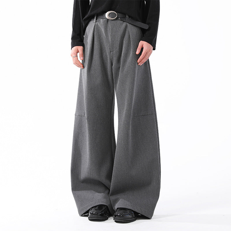 Classic Draped Wide-Leg Suit Trousers