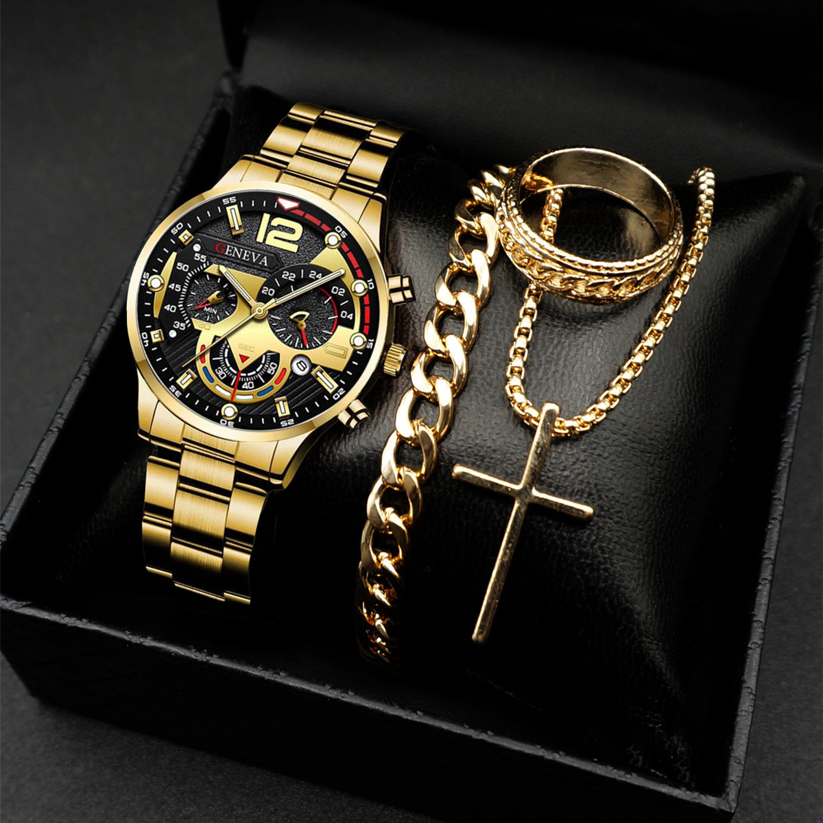 Classic Men's Calendar Quartz Watch with Steel Band