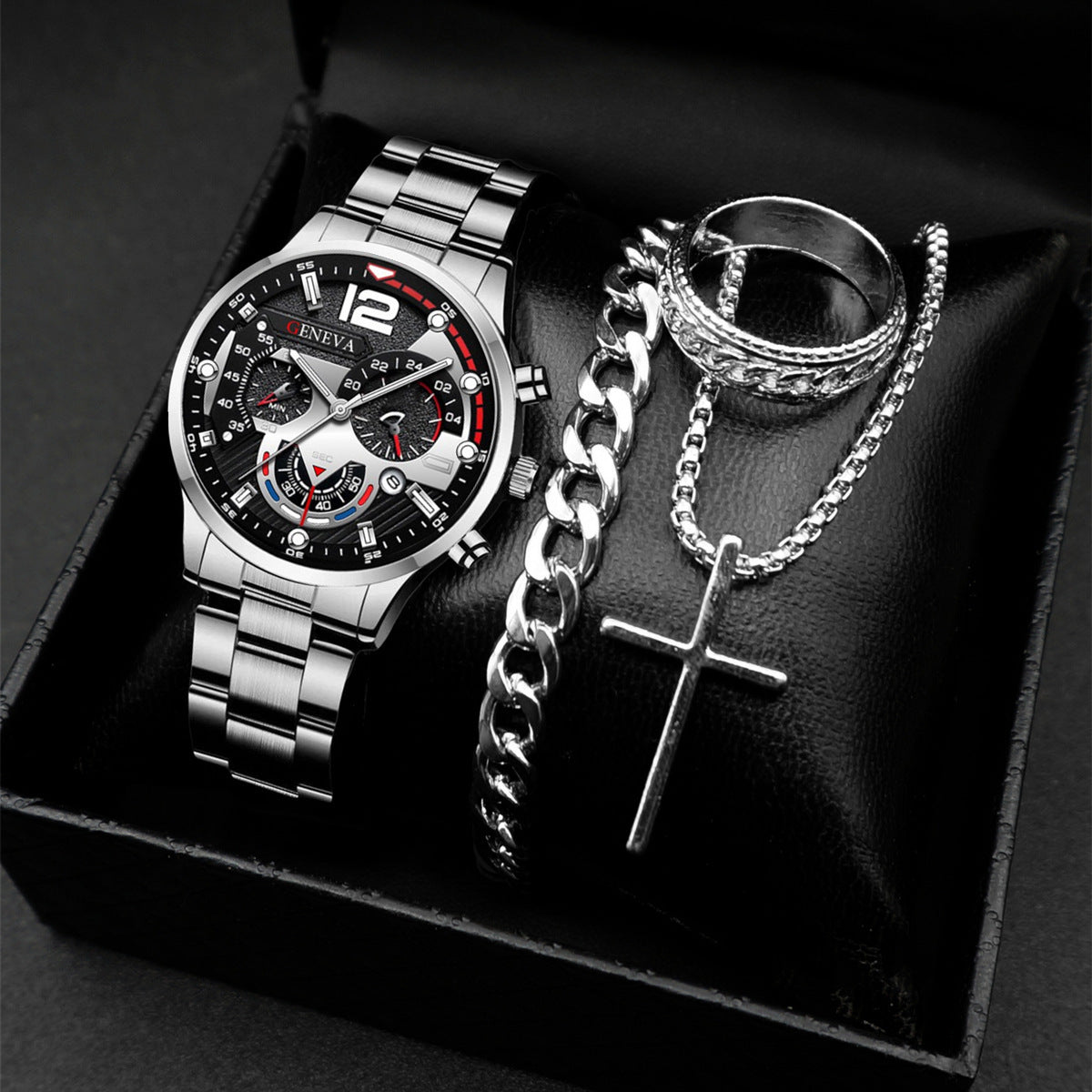 Classic Men's Calendar Quartz Watch with Steel Band