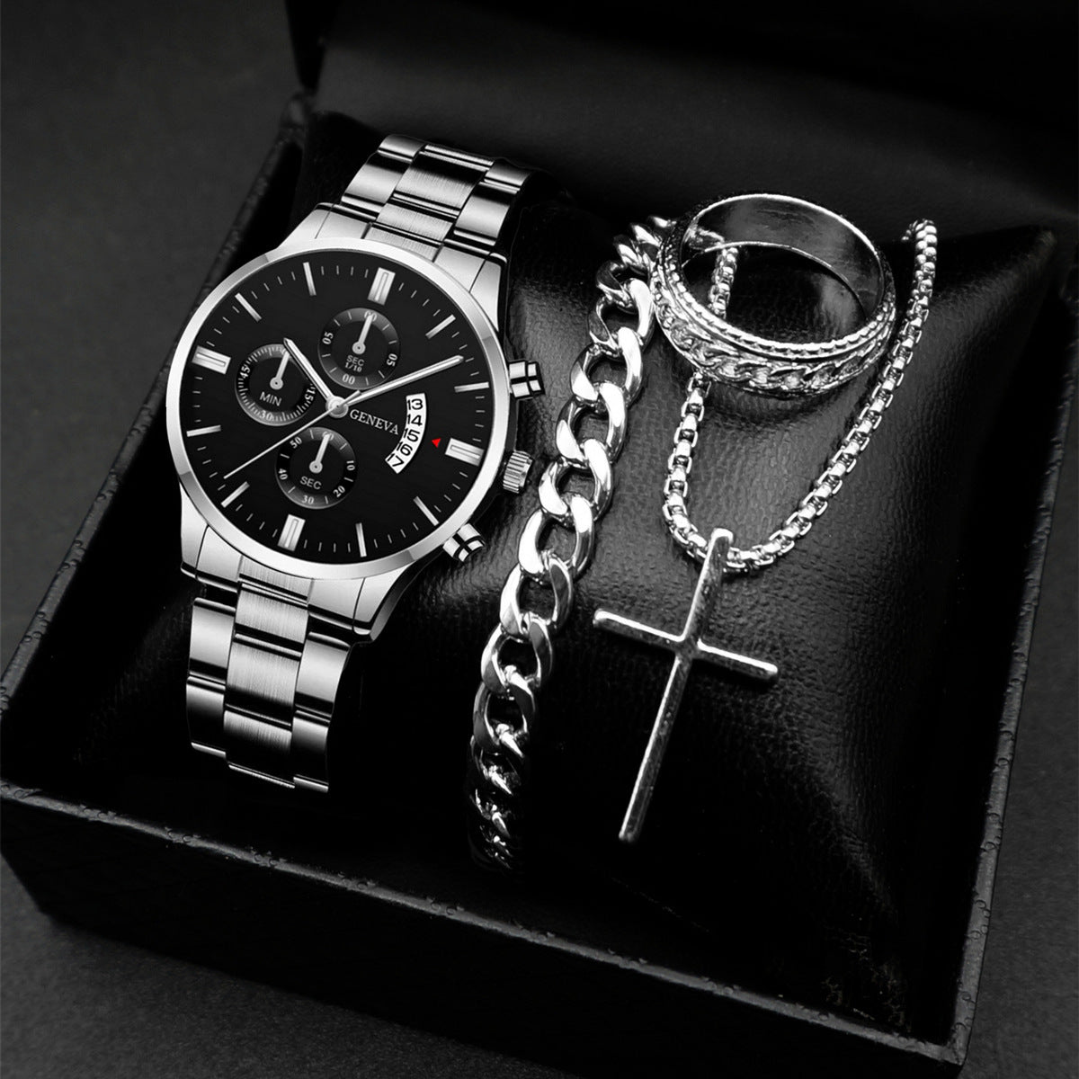 Classic Men's Calendar Quartz Watch with Steel Band