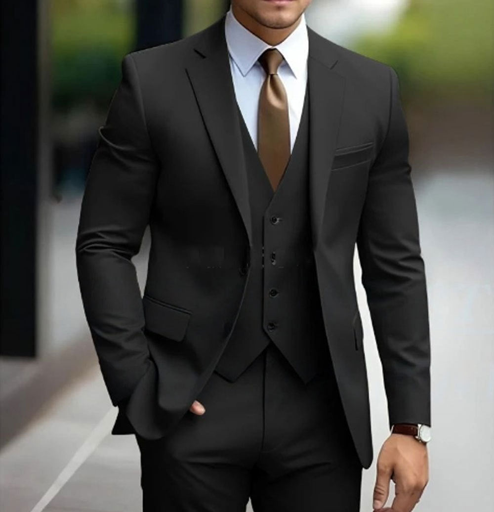 Classic Men's Three-Piece Suit Set for Formal Occasions