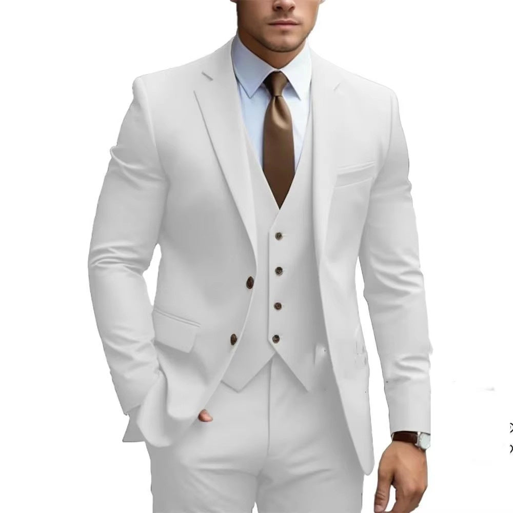 Classic Men's Three-Piece Suit Set for Formal Occasions