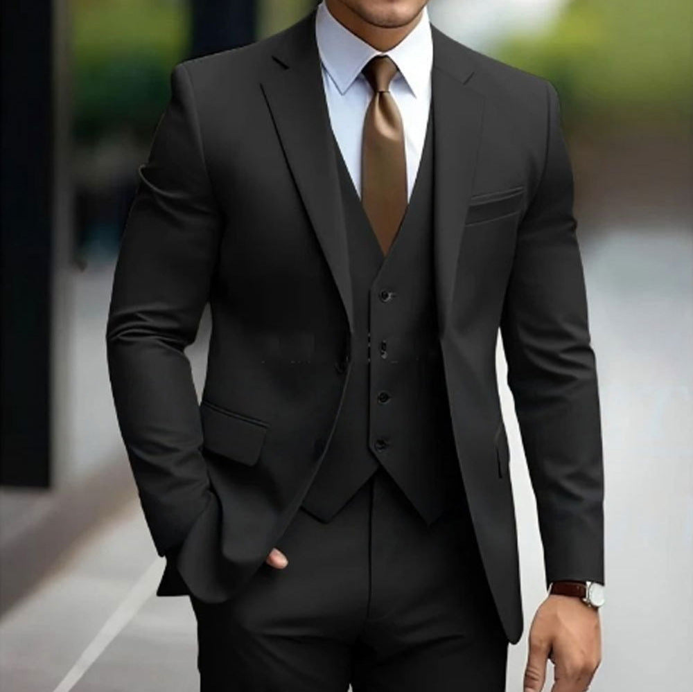 Classic Men's Three-Piece Suit Set for Formal Occasions