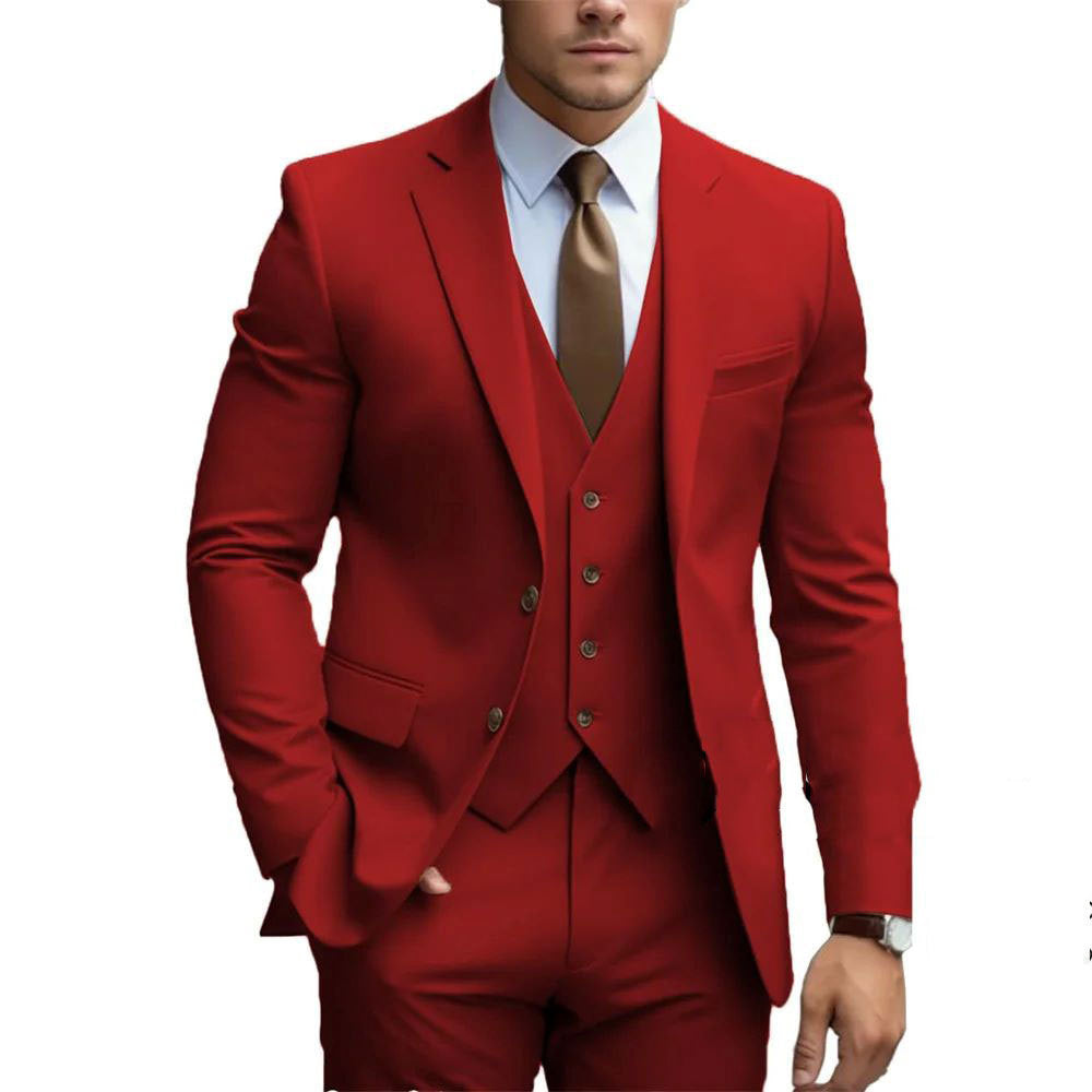 Classic Men's Three-Piece Suit Set for Formal Occasions