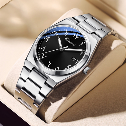 Classic Mens Watch with Luminous Dial and Calendar