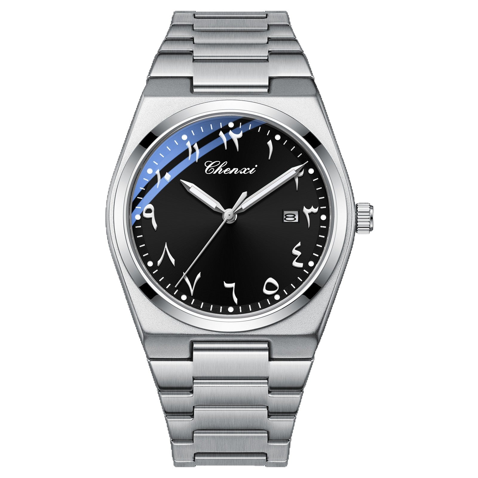 Classic Mens Watch with Luminous Dial and Calendar